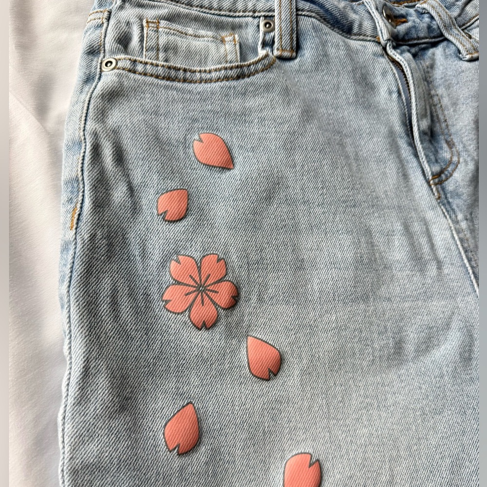 My Neighbor Totoro Studio Ghibli Blue Jeans - waist 14” flat lay - Picture 2 of 11